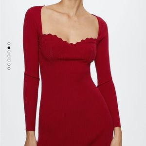 Mango long sleeve dress red XS NWT